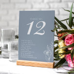 Minimalist Dusty Blue Modern Classic Wedding Names Table Number<br><div class="desc">Minimalist Dusty Blue Modern Classic Wedding Names Table Number.</div>