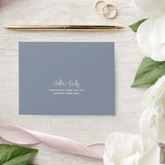 Minimalist Dusty Blue Modern RSVP Wedding Envelope (Wedding)