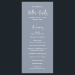 Minimalist Dusty Blue Modern Wedding Program<br><div class="desc">Modern dusty blue wedding program featuring a simple design with your names in an elegant script typography and your event details in a minimalist sans serif font.  This chic wedding program works well with any style of wedding.</div>