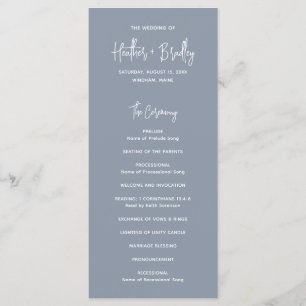 Minimalist Dusty Blue Modern Wedding Program