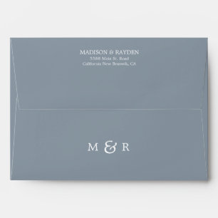 Minimalist Dusty Blue Monogram Wedding Envelope