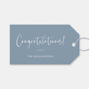 Minimalist Dusty Blue Personalized Congratulations Gift Tags
