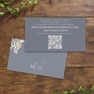 Minimalist Dusty Blue Photo QR Code Website Simple Enclosure Card