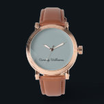 Minimalist Dusty Blue Professional Simple Watch<br><div class="desc">These simple, minimalist can be personalised to include a name or any text of your choice. If you don't want any text and would prefer just a blank, then you can simply delete the text.</div>