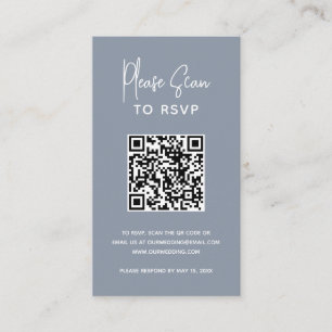 Minimalist Dusty Blue QR Code Modern Wedding Enclosure Card