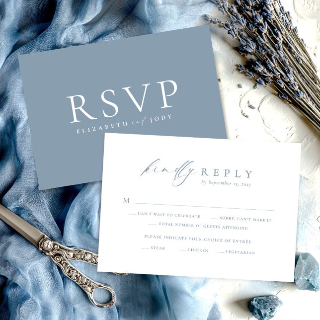 Minimalist Dusty Blue RSVP Wedding Card (Créateur téléchargé)