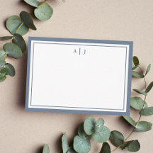 Minimalist Dusty Blue Two Border Monogram