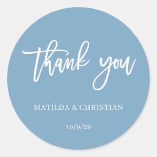 Minimalist Dusty Blue Wedding  Classic Round Sticker