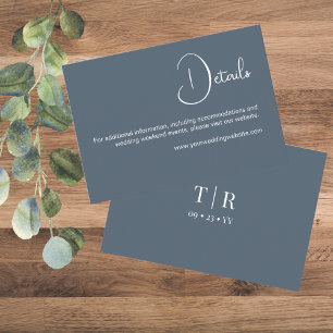 Minimalist Dusty Blue Wedding Details Enclosure Card