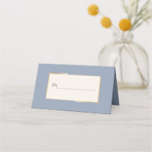 Minimalist Dusty Blue Wedding Reception Place Card