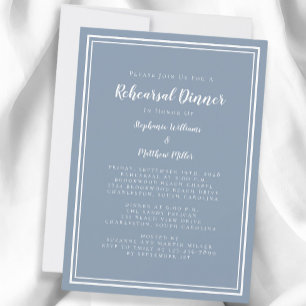 Minimalist Dusty Blue Wedding Rehearsal Dinner Invitation