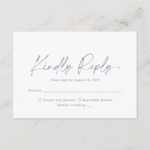 Minimalist Dusty Blue Wedding RSVP Card