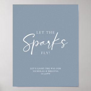 Minimalist Dusty Blue Wedding Sparkler Send Off Poster
