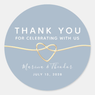 Minimalist Dusty Blue Wedding Thank You Classic Round Sticker