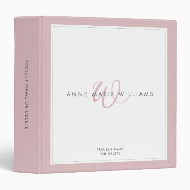 Minimalist Dusty Lilac Two Border Monogram  Binder (Front/Spine)
