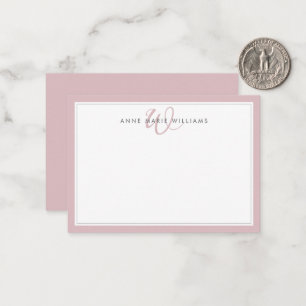 Minimalist Dusty Lilac Two Border Monogram Card