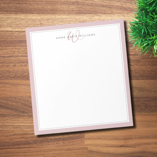 Minimalist Dusty Lilac Two Border Monogram Notepad (Creator Uploaded)