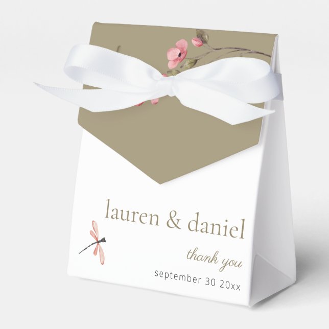 Minimalist Dusty Pink Blossom Favour Boxes (Front Side)
