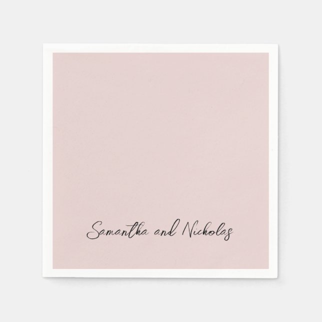 Minimalist Dusty Pink Calligraphy Script Napkin (Front)