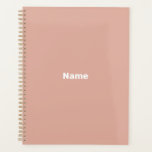 Minimalist dusty pink custom text year monogram planner<br><div class="desc">Minimalist dusty pink custom text year monogram simple modern elegant chic personalized agenda,  Planner.
Fully customizable white text,  or you can just delete it,  on dusty pink solid colour background.
You can customize it with your name,  monogram,  initials,  year,  or custom text.</div>