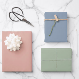 Minimalist Dusty Pink Dusty Blue Sage Green Colour Wrapping Paper Sheet