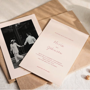 Minimalist Dusty Pink Photo Wedding Invitation