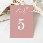 Minimalist Dusty Pink Script Table Number Card<br><div class="desc">A minimalist table number card perfect for wedding receptions or special events.</div>