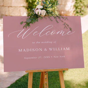 Minimalist Dusty Pink Script Wedding Welcome Sign