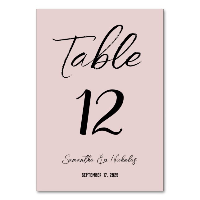 Minimalist Dusty Pink Table Number (Front)