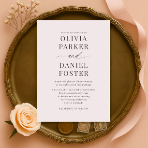 Minimalist Dusty Pink Wedding Invitation