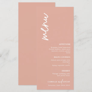 Minimalist Dusty Pink Wedding  Menu
