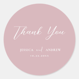 Minimalist Dusty Pink & White Simple Wedding  Classic Round Sticker