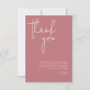 Minimalist Dusty Rose Bridal Shower Thank You Card