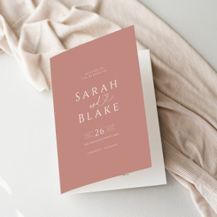 Minimalist Dusty Rose Folded Wedding Program