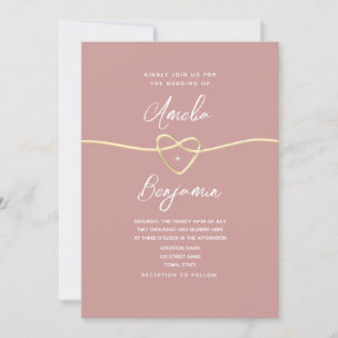 Minimalist Dusty Rose Pink Wedding Invitation