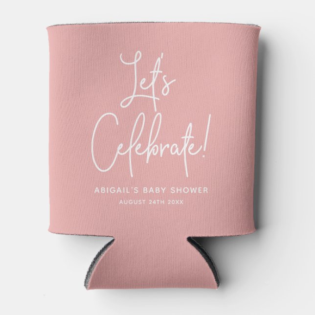 Minimalist Dusty Rose Pink Welcome Celebrate Can Cooler (Front)