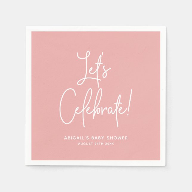 Minimalist Dusty Rose Pink Welcome Celebrate Napkin (Front)