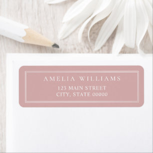 Minimalist Dusty Rose Two Border Return Address