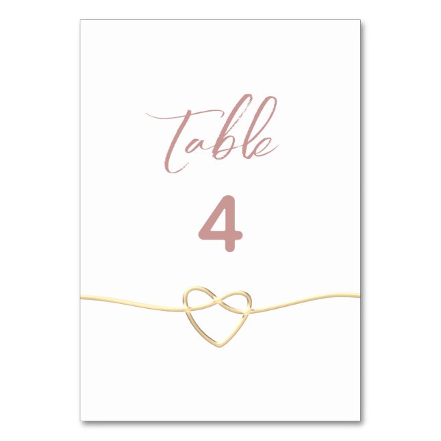 Minimalist Dusty Rose Wedding Table Number (Front)
