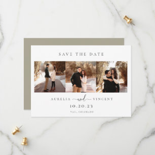 Minimalist Dusty Sage Wedding Photo Save The Date