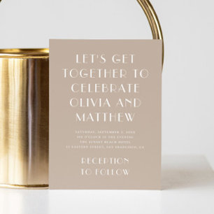 Minimalist Dusty Taupe Wedding. Neutral Photo & QR Invitation