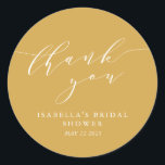 Minimalist Dusty Yellow Bridal Shower Thank You Classic Round Sticker<br><div class="desc">Custom Minimalist Dusty Yellow Bridal Shower Thank You Classic Round Sticker</div>
