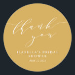 Minimalist Dusty Yellow Bridal Shower Thank You Classic Round Sticker<br><div class="desc">Custom Minimalist Dusty Yellow Bridal Shower Thank You Classic Round Sticker</div>