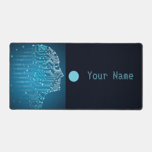 Minimalist Dynamic AI Abstract Singularity Desk Mat