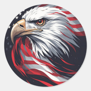 Minimalist Eagle with Flag – Modern Patriotic Art Classic Round Sticker