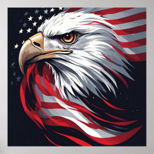 Minimalist Eagle with Flag – Modern Patriotic Art Poster