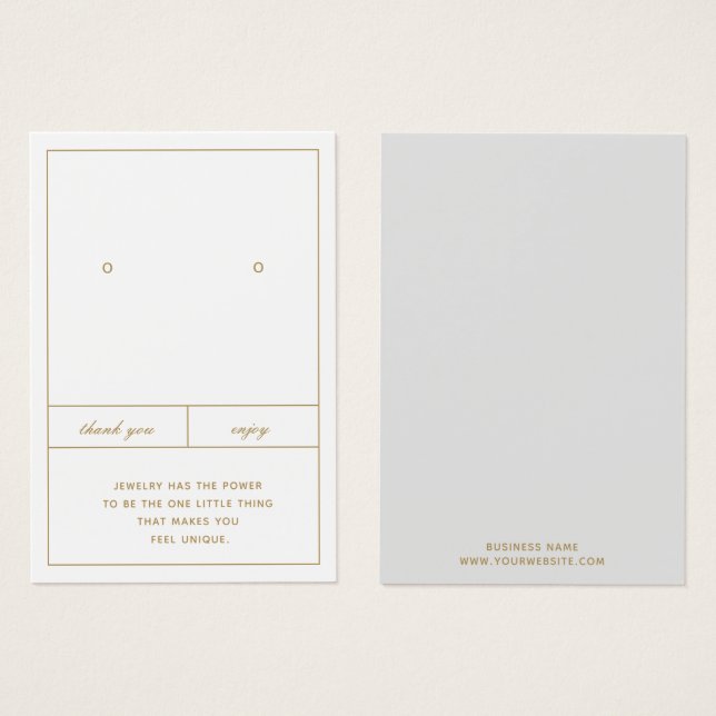 Minimalist Earring Jewellery Card Design (Front & Back)