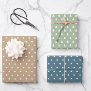 Minimalist earth-tone Scandi Christmas Wrapping Paper Sheet
