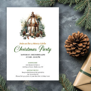 Minimalist Earthy Colors Christmas Lantern Party  Invitation