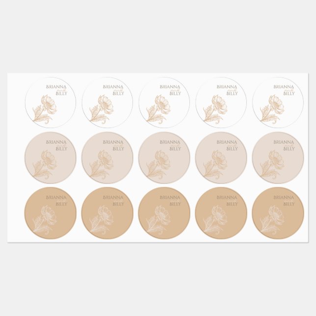 Minimalist Earthy Floral Wedding Stickers (Sheet)